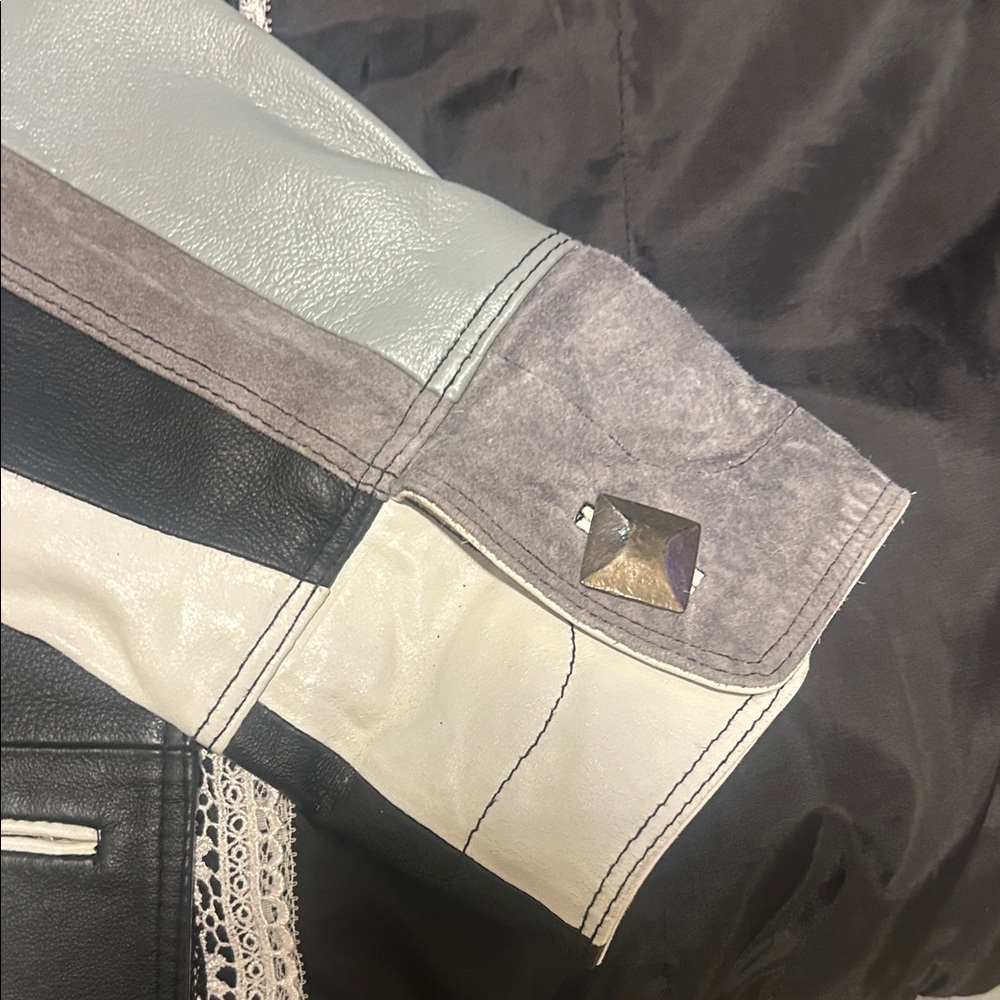 Berek Black And Gray Patchwork Leather Jacket - image 7